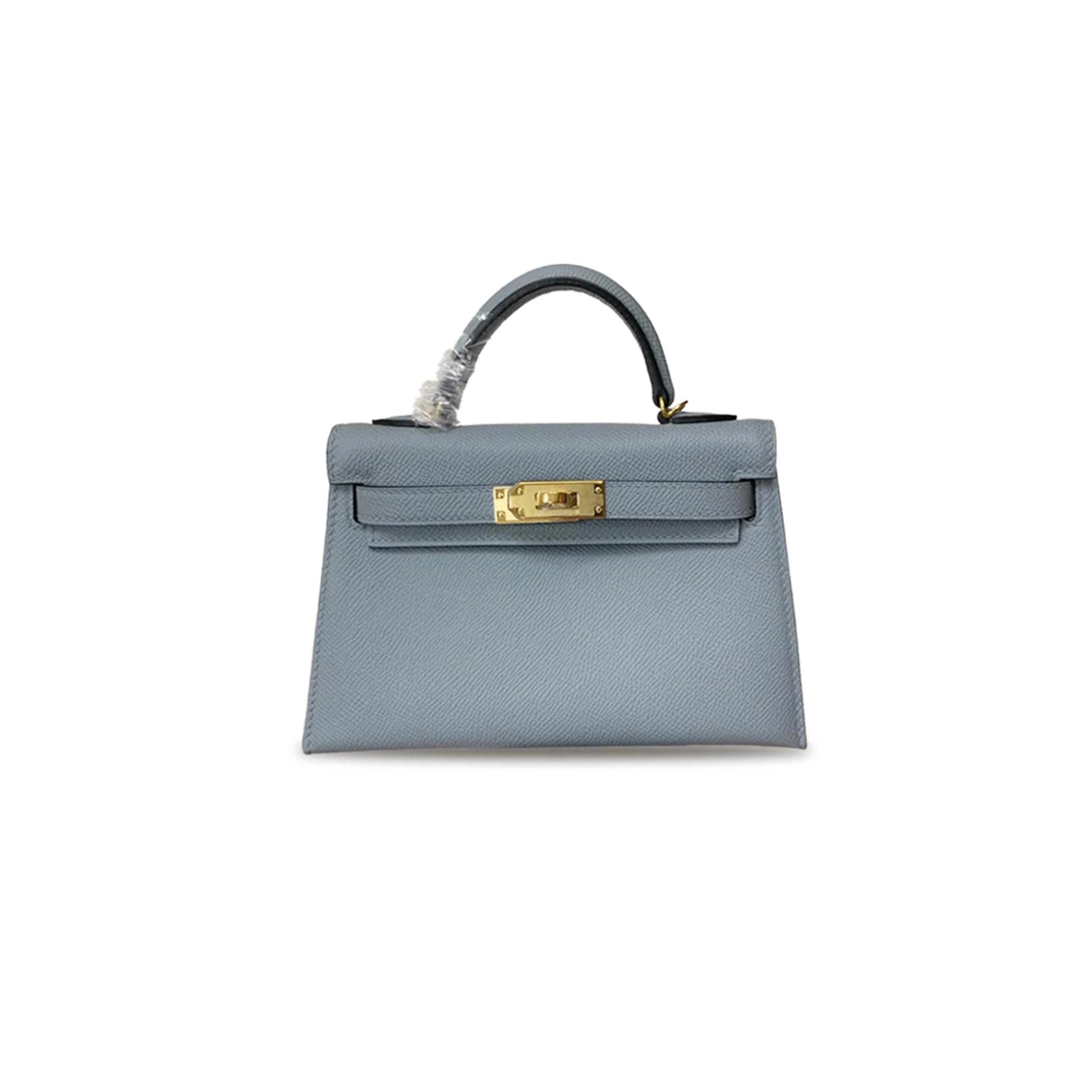 HERMÈS MINI KELLY II EPSOM LINEN BLUE GOLD BUCKLE (19*12*5.5cm) 